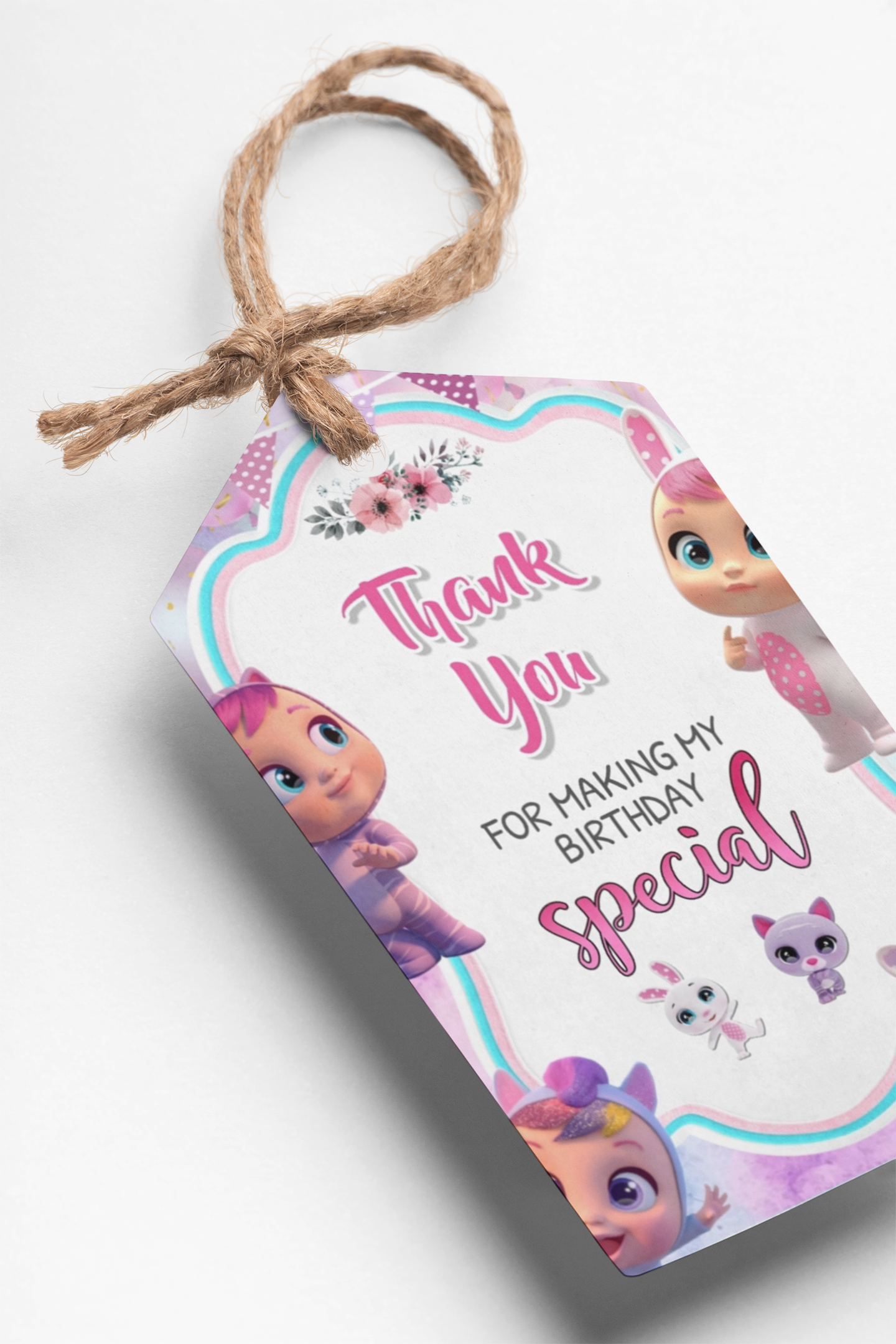 Cry Babies Theme Thank You Cards & Return Gift Tags - 30Pcs, 2x3.5, 250 GSM Cardstock, Green & Black (Cry Babies)