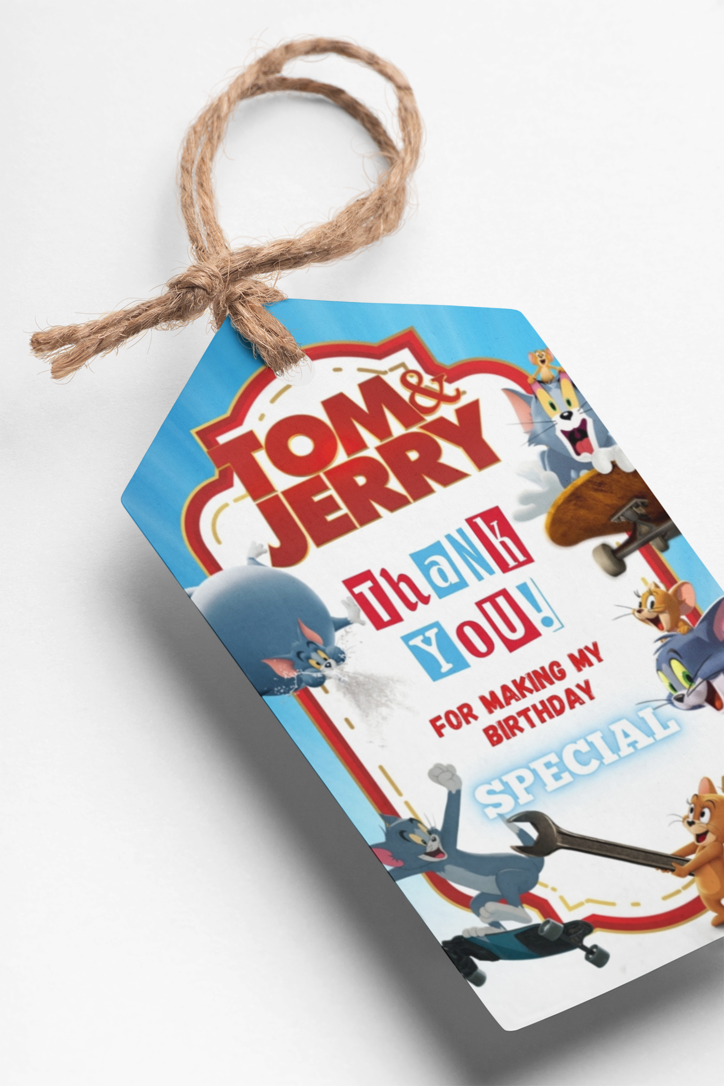 PartyDecor Mall Tom & Jerry Theme Thank You Cards & Return Gift Tags - 30Pcs, 2x3.5, 250 GSM Cardstock, Green & Black (Tom & Jerry)