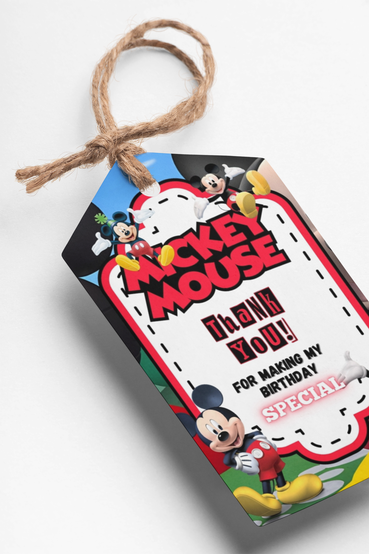 Mickey Mouse Theme Thank You Cards & Return Gift Tags - 30Pcs, 2x3.5, 250 GSM Cardstock, Green & Black (Mickey Mouse)