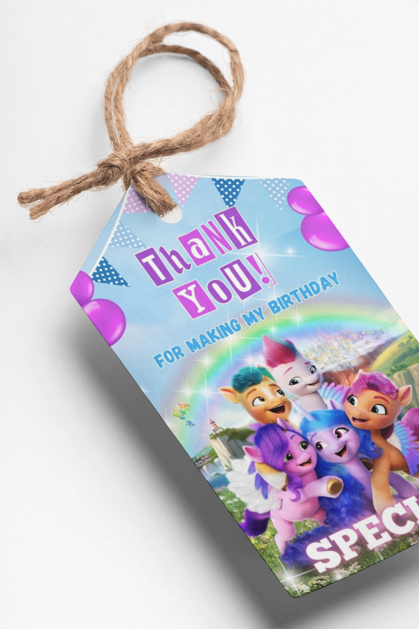 Little Pony Theme Thank You Cards & Return Gift Tags - 30Pcs, 2x3.5, 250 GSM Cardstock, Green & Black (Little Pony)