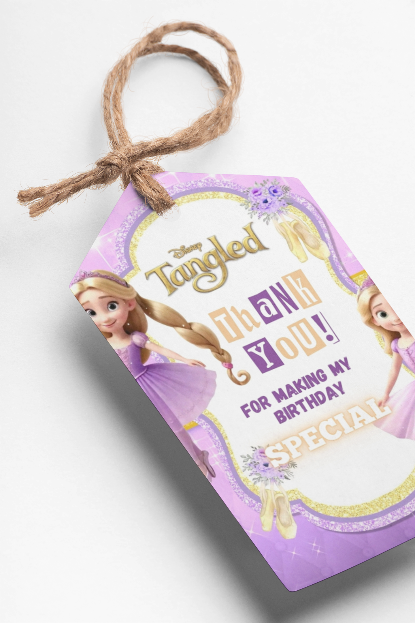 Tangled Theme Thank You Cards & Return Gift Tags - 30Pcs, 2x3.5, 250 GSM Cardstock, Green & Black (Tangled)