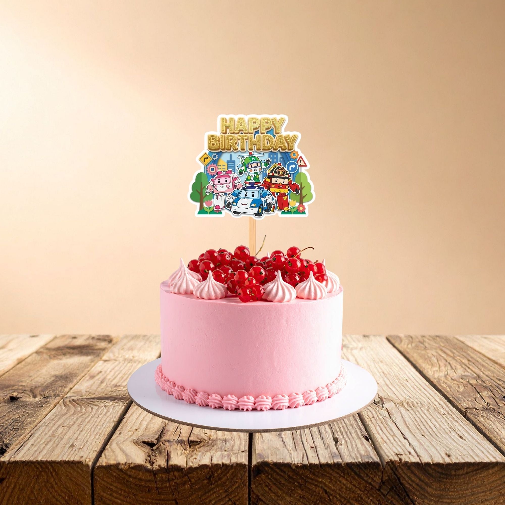 Robocar Poli Birthday Cake Topper for Kids | Premium 300 GSM Cardstock | Cute Cartoon Party Decoration | Cake Decoration Topper for Birthday Party Supplies