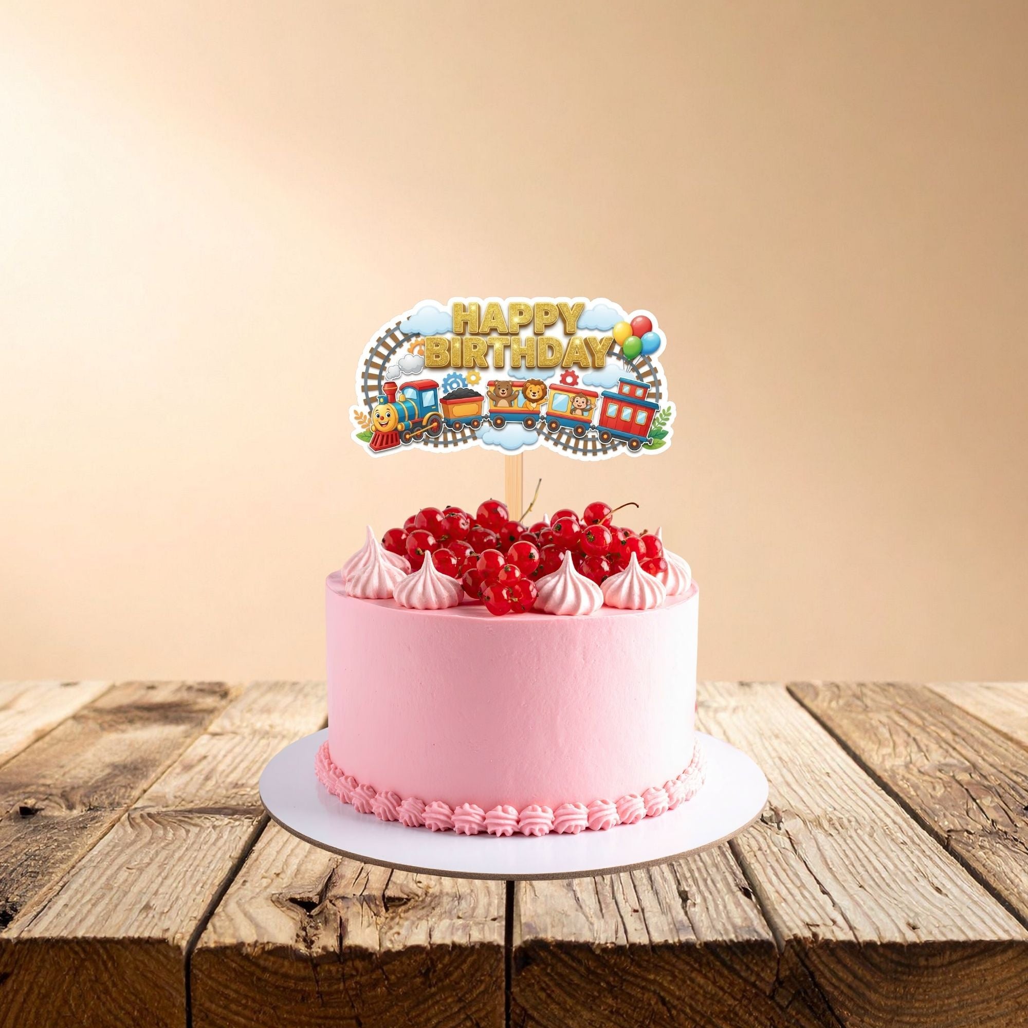 Train Birthday Cake Topper for Kids | Premium 300 GSM Cardstock | Cute Cartoon Party Decoration | Cake Decoration Topper for Birthday Party Supplies