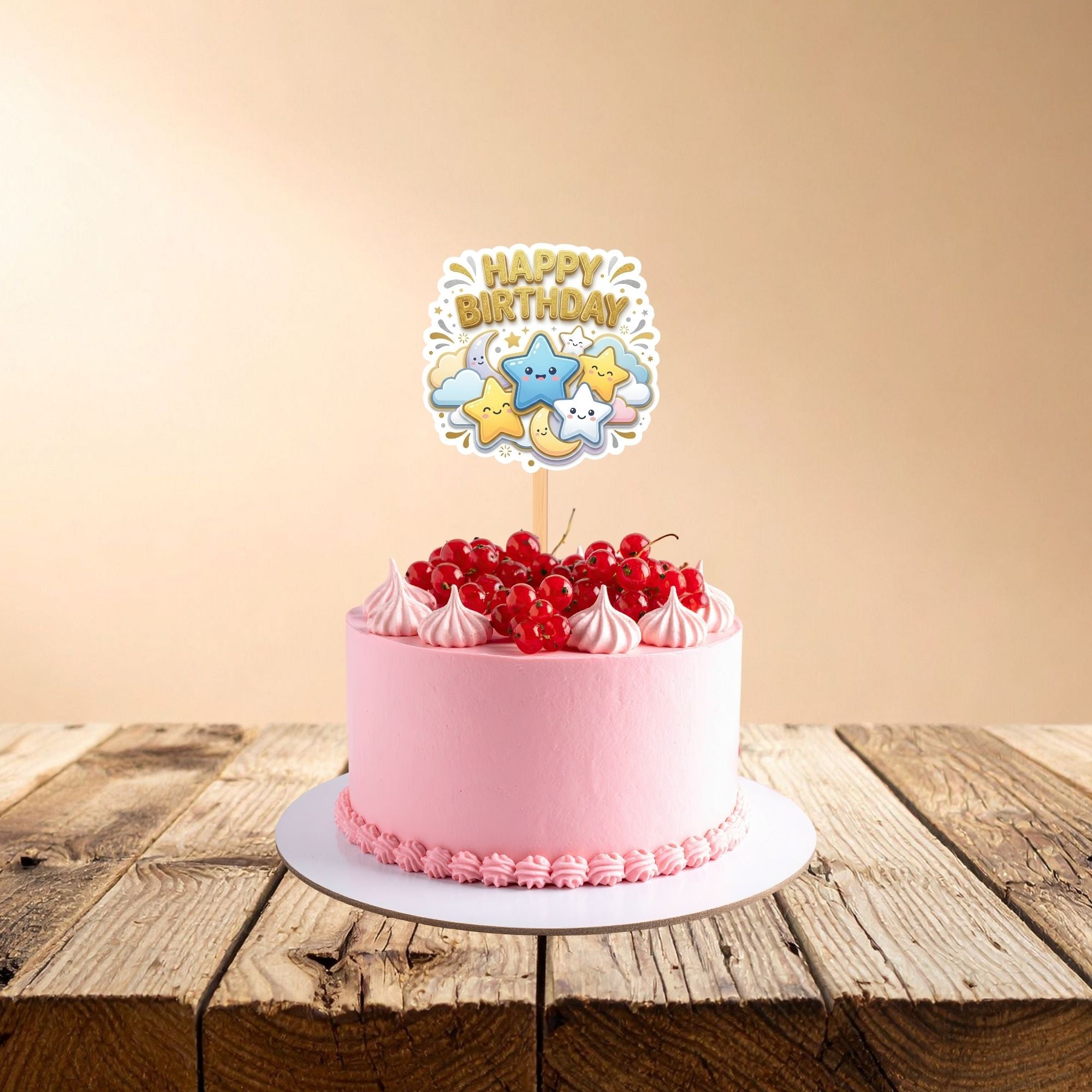 Twinkle Twinkle Little Star Birthday Cake Topper for Kids | Premium 300 GSM Cardstock | Cute Cartoon Party Decoration | Cake Decoration Topper for Birthday Party Supplies - Premium Party Supplies, Cake Topper by Party Decor Mall